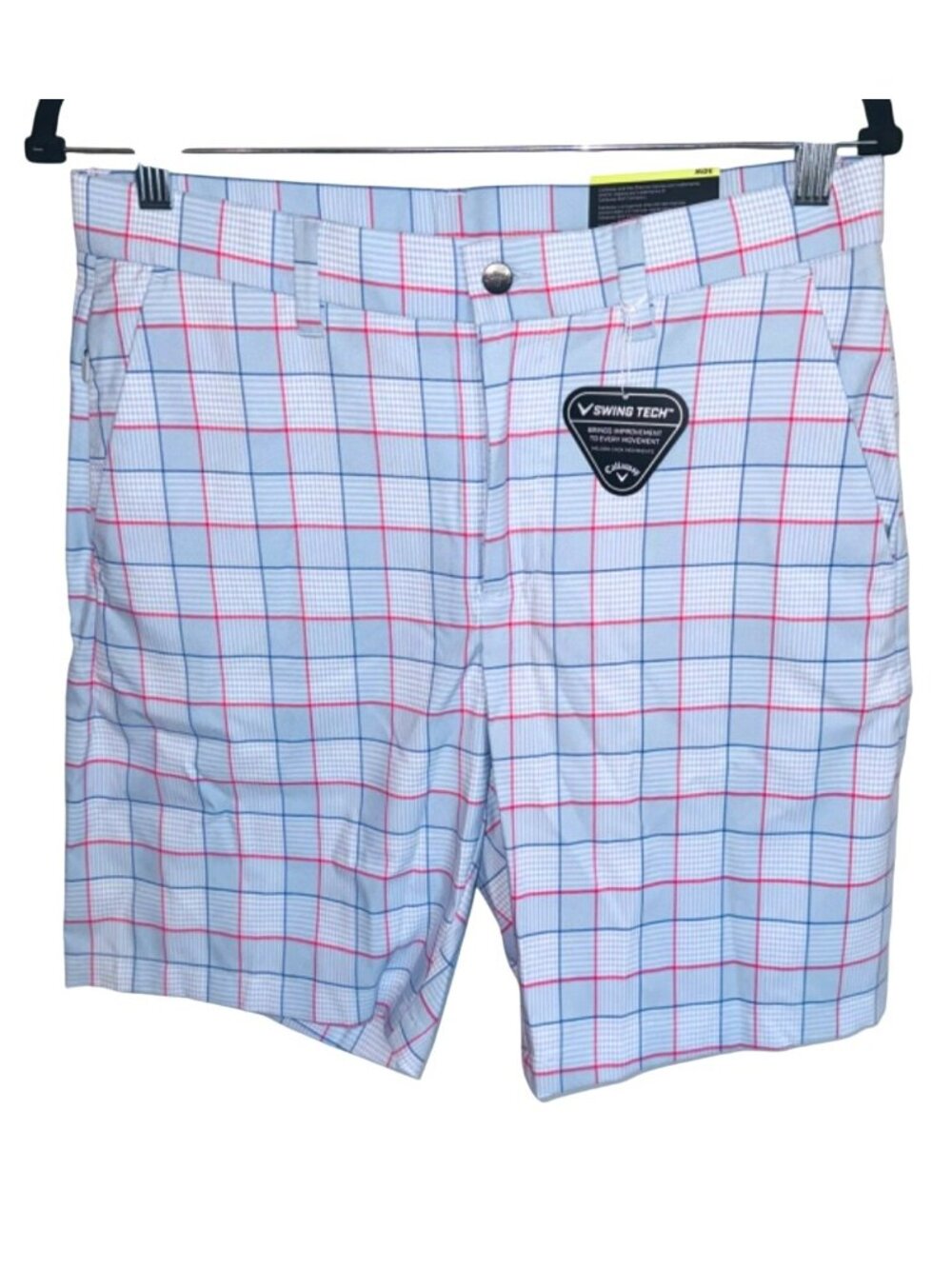 NWT Callaway Flat Front Yarn Dye Heritage Plaid Ergo Golf Shorts Mens 30 Blue